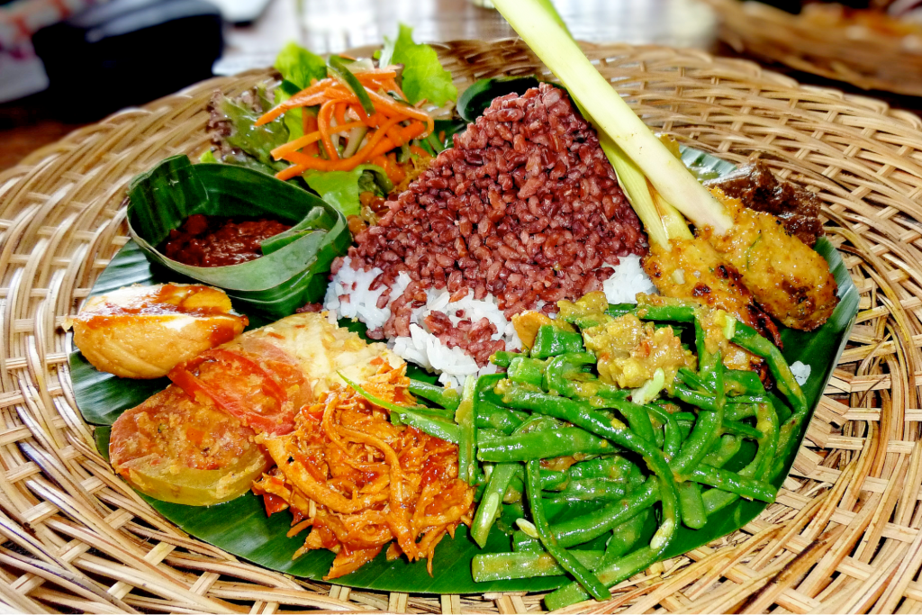 A traditional nasi campur dish