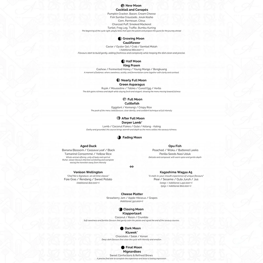 Apéritif - Guided By the Moon 5-Course Menu 27 April 2026